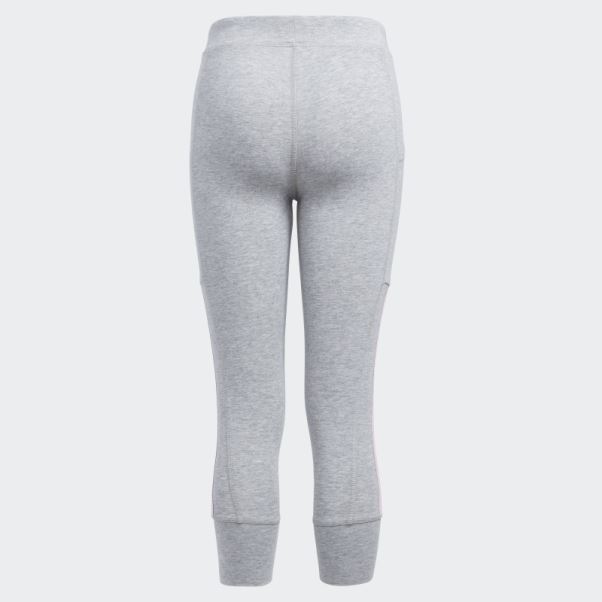 Collant De Jogging 7/8 3 Bandes Gris Moyen Adidas