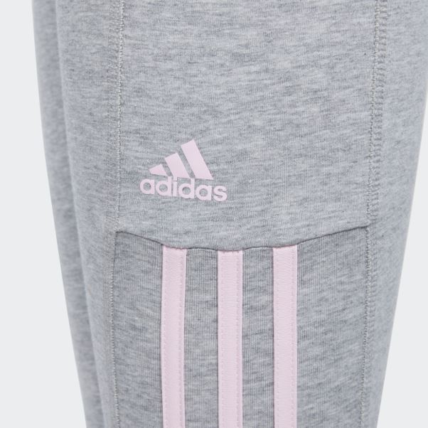 Collant De Jogging 7/8 3 Bandes Gris Moyen Adidas