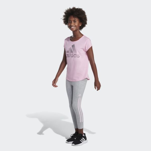 Collant De Jogging 7/8 3 Bandes Gris Moyen Adidas