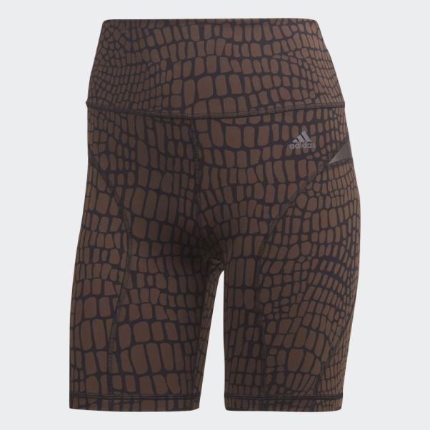 Short Cycliste Adidas Trainicons Croco Marron