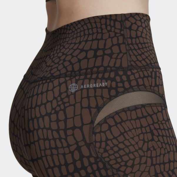 Short Cycliste Adidas Trainicons Croco Marron