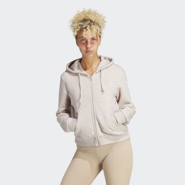Sweat à Capuche Entièrement Zippé En Polaire All Szn Adidas Taupe Mel