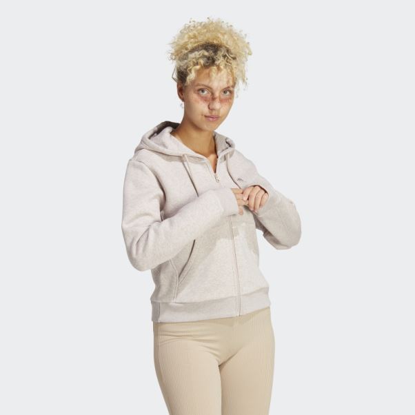 Sweat à Capuche Entièrement Zippé En Polaire All Szn Adidas Taupe Mel