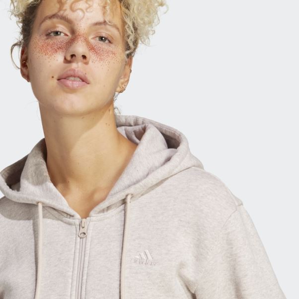 Sweat à Capuche Entièrement Zippé En Polaire All Szn Adidas Taupe Mel