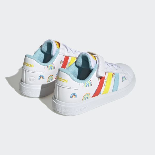 Adidas Grand Court Sustainable Lifestyle Court Chaussures à Lacets élastiques Et Sangle Supérieure Orange Vif