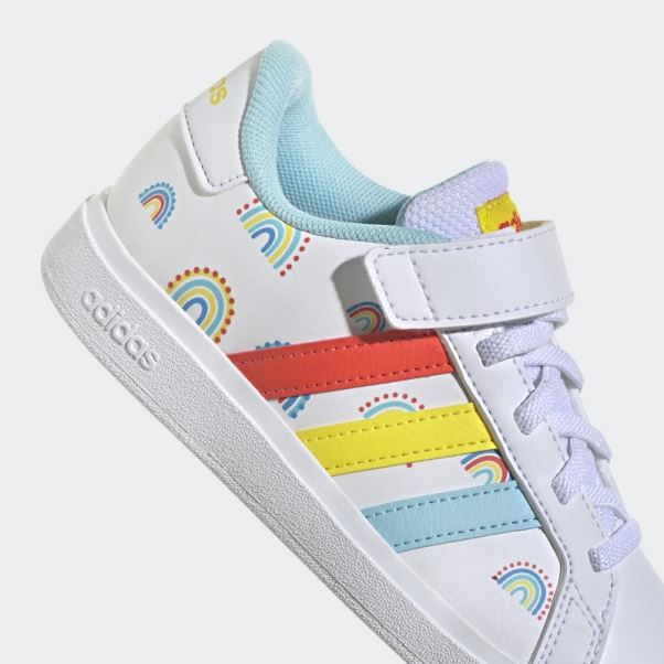 Adidas Grand Court Sustainable Lifestyle Court Chaussures à Lacets élastiques Et Sangle Supérieure Orange Vif