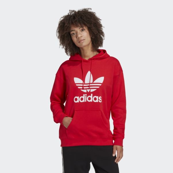 Sweat à Capuche Adidas Adicolor Trèfle Rouge Mode