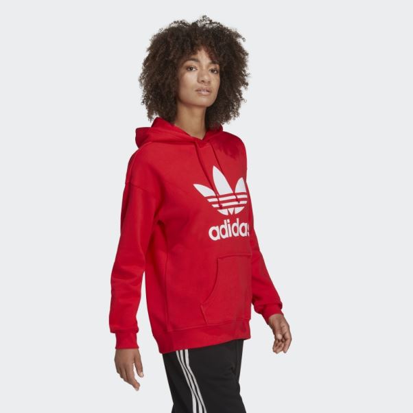 Sweat à Capuche Adidas Adicolor Trèfle Rouge Mode