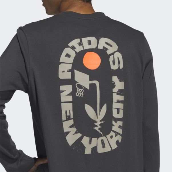 Adidas New York T-shirt Graphique à Manches Longues Carbone