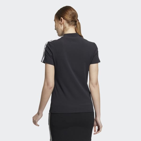 T-shirt Adidas Noir à Col Montant à 3 Bandes