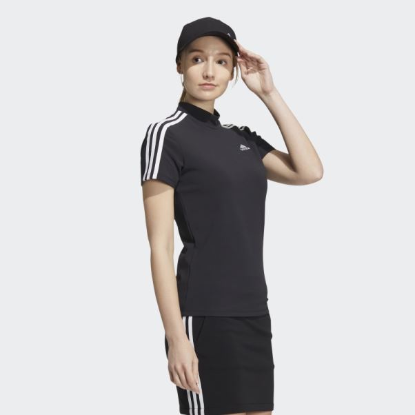 T-shirt Adidas Noir à Col Montant à 3 Bandes