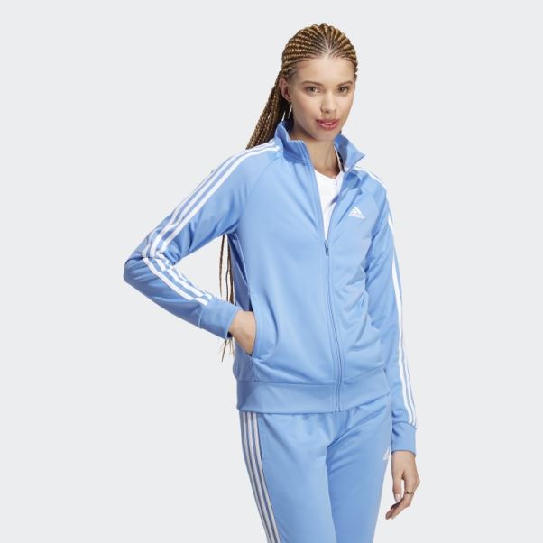 Primegreen Essentials Warm-up Slim 3-stripes Veste De Survêtement Adidas Bleu