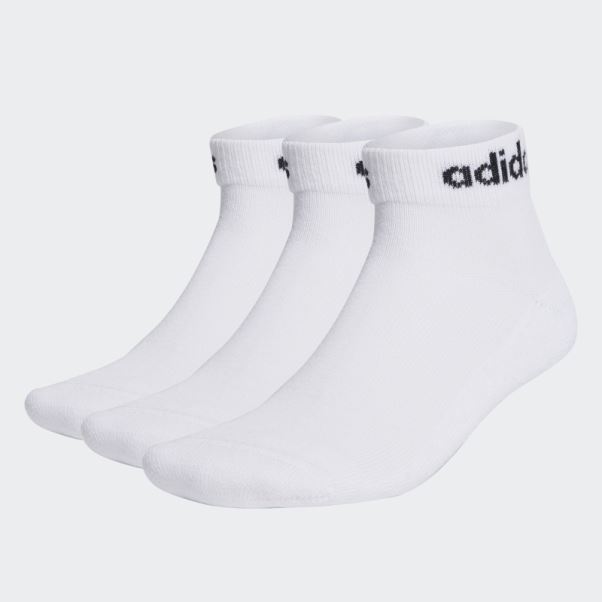 Chaussettes De Cheville Adidas Linear Blanches Chaussettes Rembourrées 3 Paires