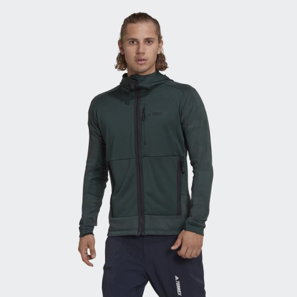 Veste Polaire De Randonnée à Capuche Adidas Terrex Tech Flooce Verte