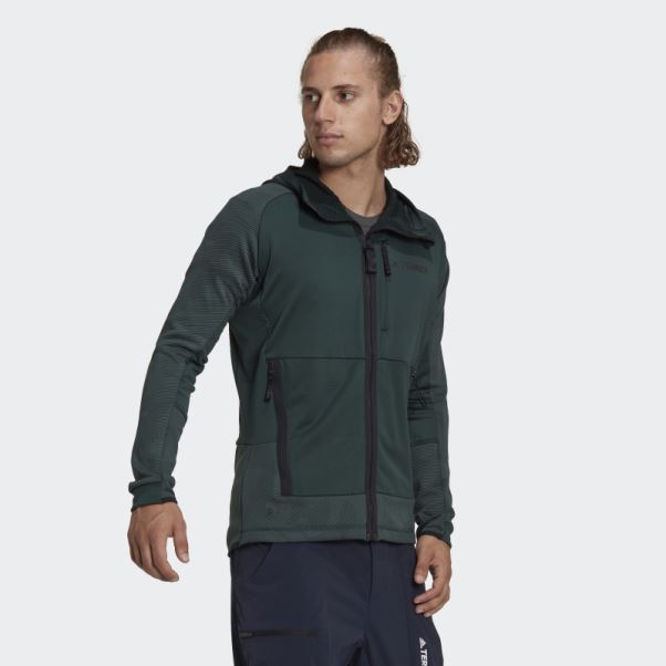 Veste Polaire De Randonnée à Capuche Adidas Terrex Tech Flooce Verte