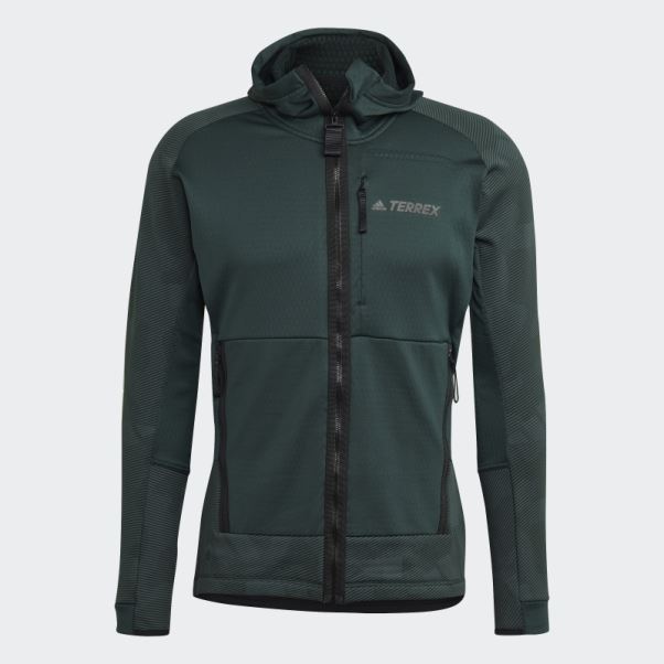 Veste Polaire De Randonnée à Capuche Adidas Terrex Tech Flooce Verte