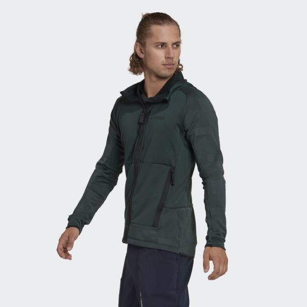 Veste Polaire De Randonnée à Capuche Adidas Terrex Tech Flooce Verte