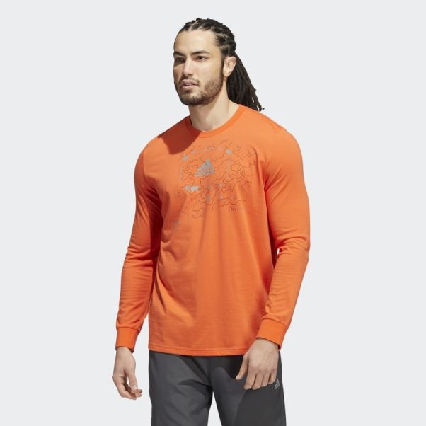 T-shirt De Course En Ligne Graphique Adidas X-city à Manches Longues Aeroready Orange