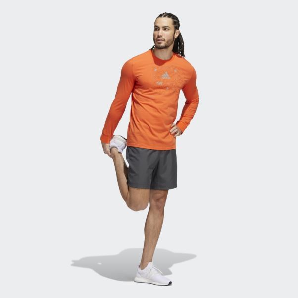 T-shirt De Course En Ligne Graphique Adidas X-city à Manches Longues Aeroready Orange