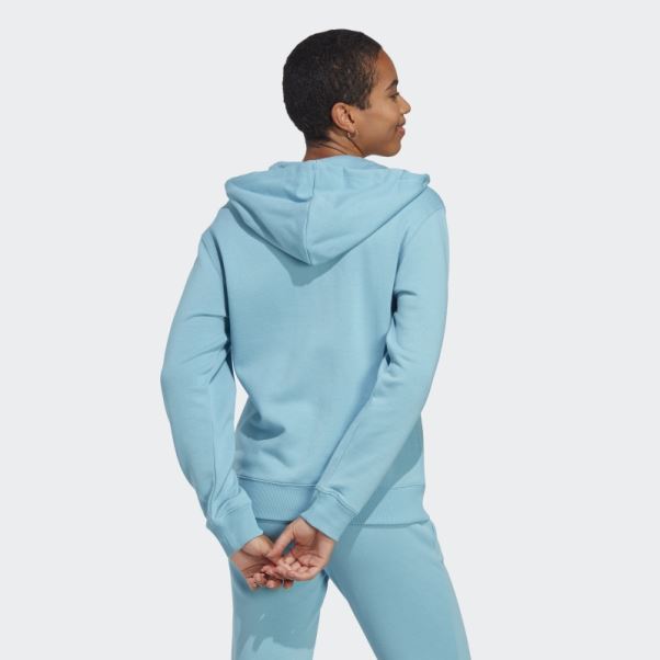 Sweat à Capuche En Molleton à Fermeture éclair Intégrale Essentials Linear Adidas Bleu