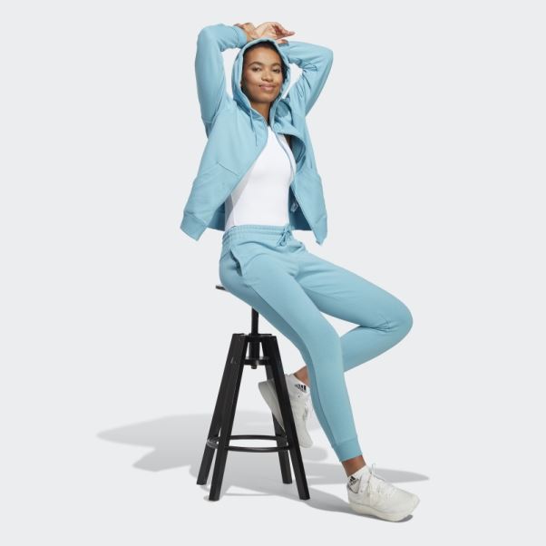 Sweat à Capuche En Molleton à Fermeture éclair Intégrale Essentials Linear Adidas Bleu