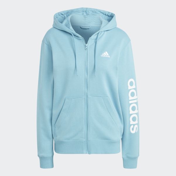 Sweat à Capuche En Molleton à Fermeture éclair Intégrale Essentials Linear Adidas Bleu