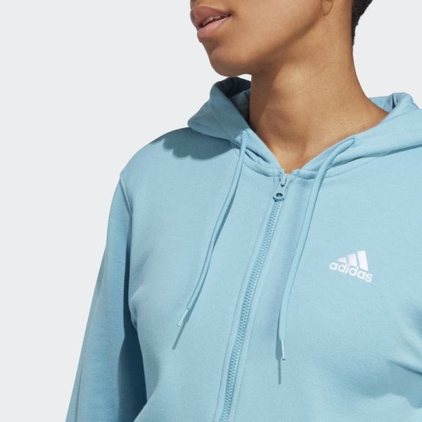 Sweat à Capuche En Molleton à Fermeture éclair Intégrale Essentials Linear Adidas Bleu