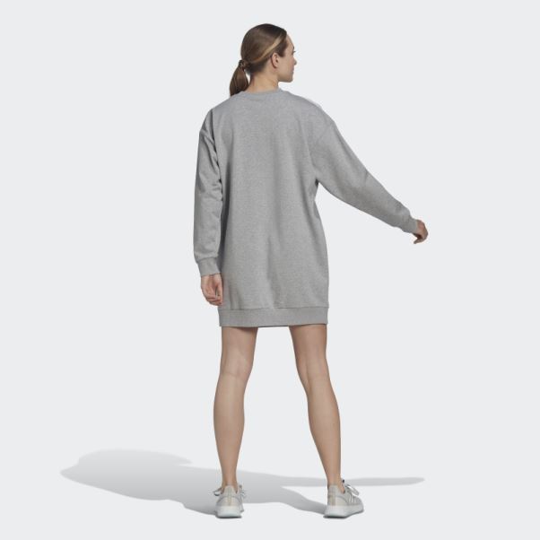 Robe Ras Du Cou à 3 Bandes Essentials Gris Moyen Adidas