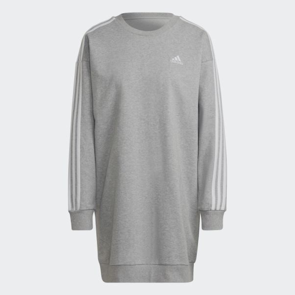 Robe Ras Du Cou à 3 Bandes Essentials Gris Moyen Adidas