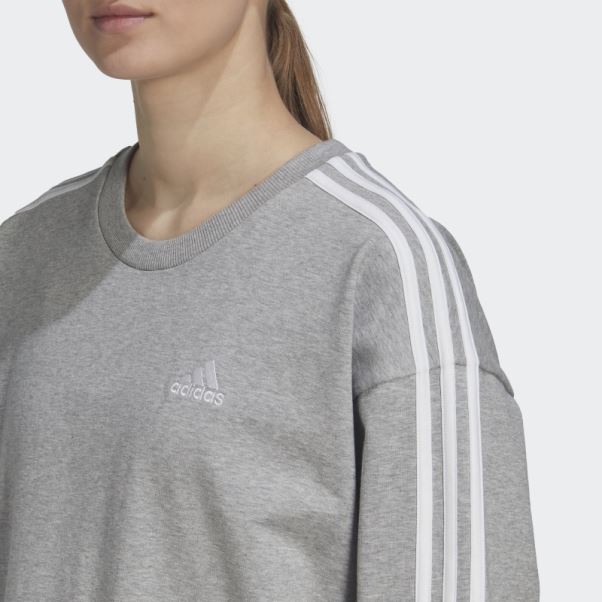 Robe Ras Du Cou à 3 Bandes Essentials Gris Moyen Adidas