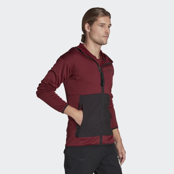 Adidas Veste De Randonnée à Capuche Rouge Terrex Tech Flooce Light
