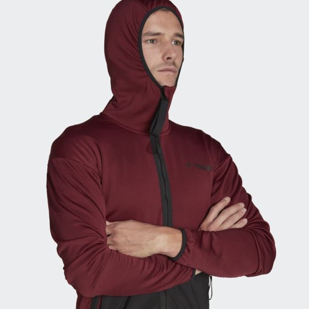 Adidas Veste De Randonnée à Capuche Rouge Terrex Tech Flooce Light