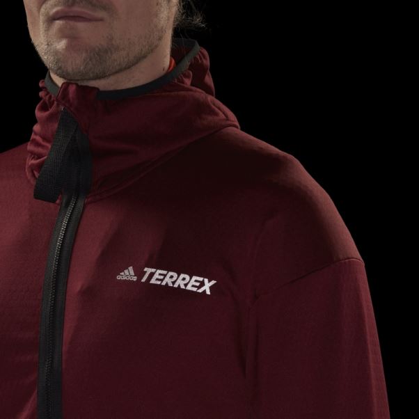 Adidas Veste De Randonnée à Capuche Rouge Terrex Tech Flooce Light