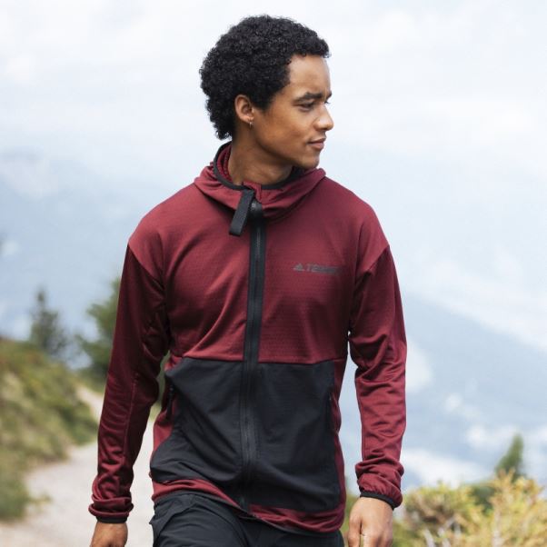 Adidas Veste De Randonnée à Capuche Rouge Terrex Tech Flooce Light