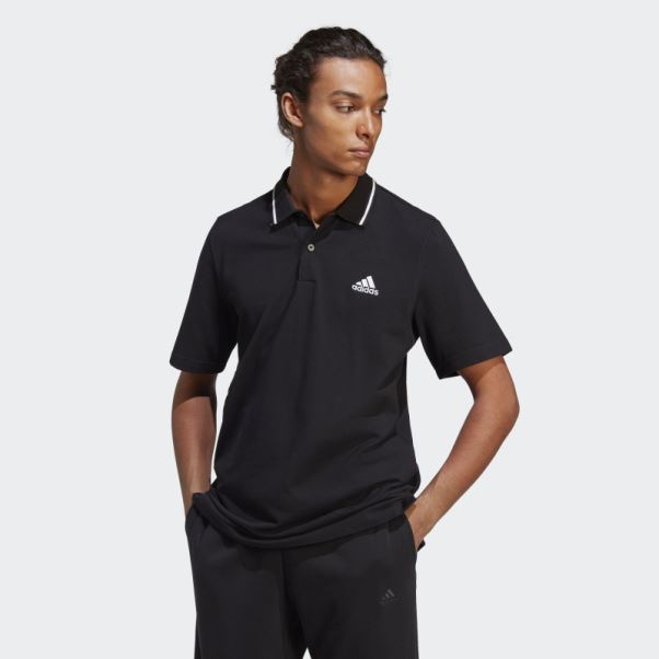 Polo Essentials Piqué Petit Logo Adidas Noir