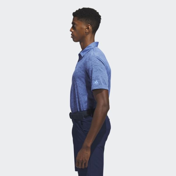 Polo De Golf En Jacquard Texturé Bleu Adidas