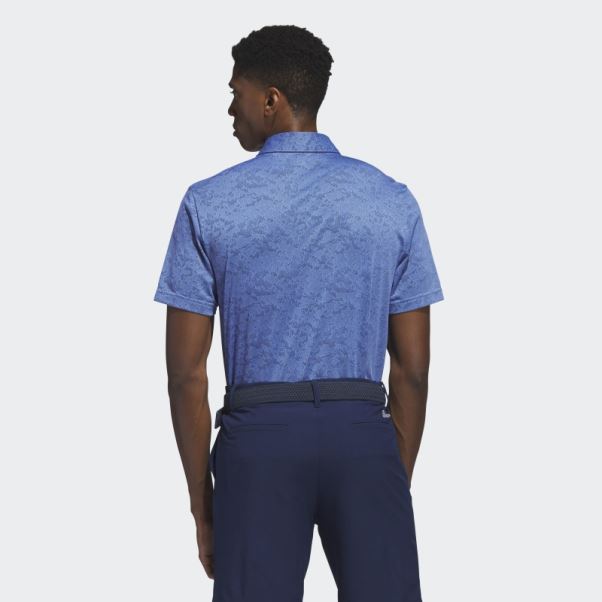 Polo De Golf En Jacquard Texturé Bleu Adidas