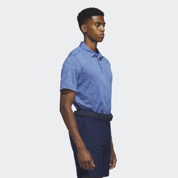 Polo De Golf En Jacquard Texturé Bleu Adidas