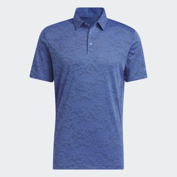 Polo De Golf En Jacquard Texturé Bleu Adidas