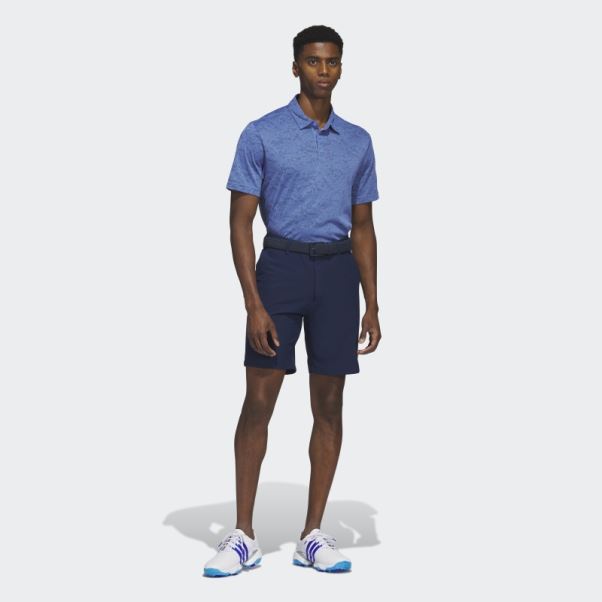 Polo De Golf En Jacquard Texturé Bleu Adidas