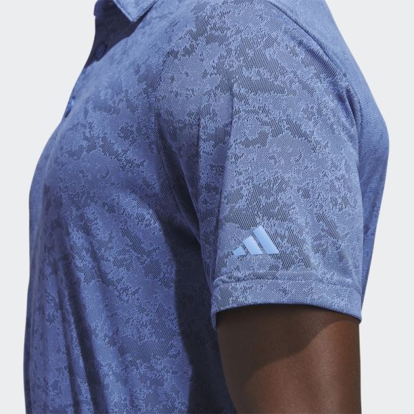 Polo De Golf En Jacquard Texturé Bleu Adidas