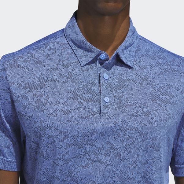 Polo De Golf En Jacquard Texturé Bleu Adidas