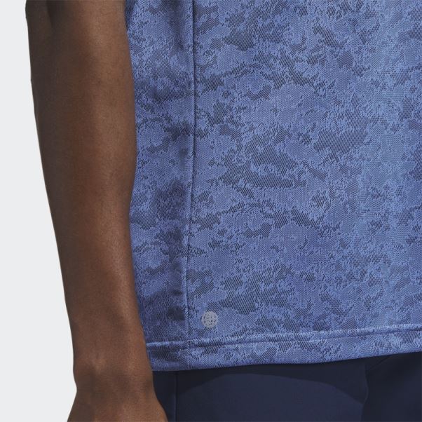 Polo De Golf En Jacquard Texturé Bleu Adidas