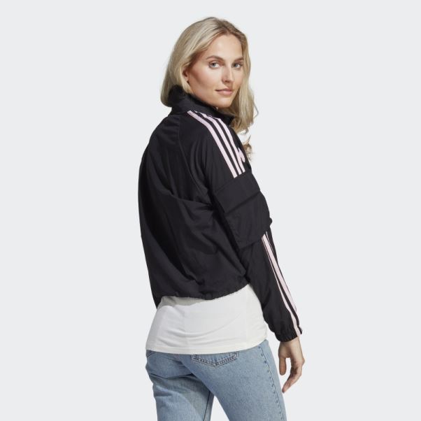 Veste Légère Adidas Noire à 3 Bandes Avec Patchs De Fleurs En Chenille