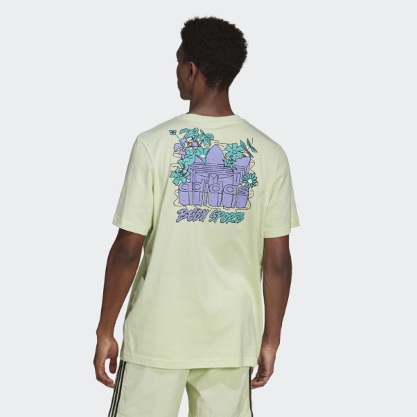 T-shirt Adidas Citron Vert Graphique Stoked Fish Flowers