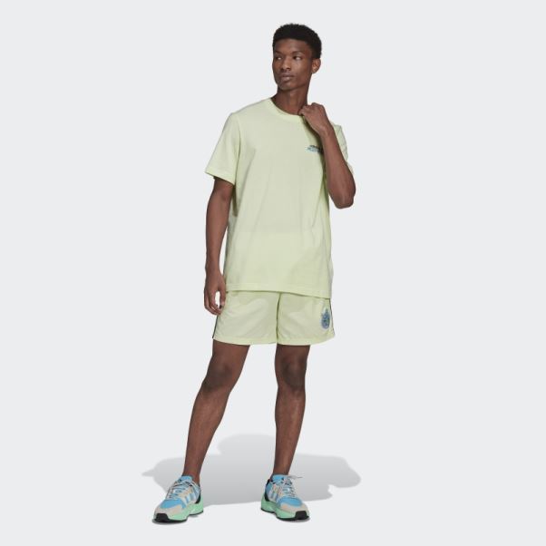 T-shirt Adidas Citron Vert Graphique Stoked Fish Flowers