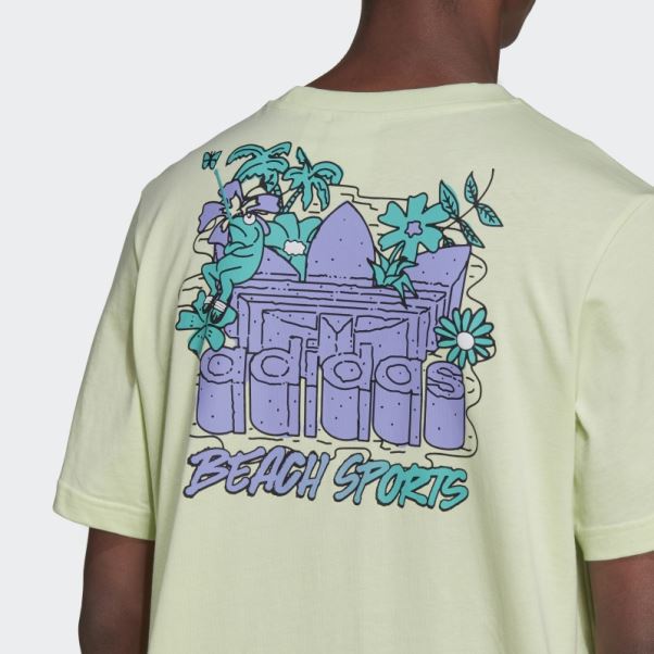 T-shirt Adidas Citron Vert Graphique Stoked Fish Flowers