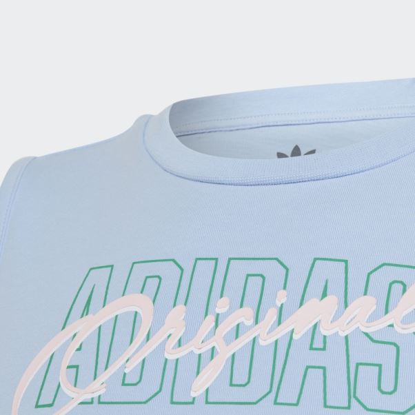 Débardeur Court à Imprimé Graphique Adidas Bleu Aube Fashion