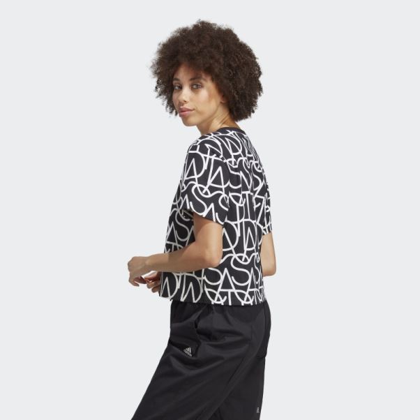 T-shirt Boyfriend Graphique Adidas Sur L'ensemble Noir Chaud