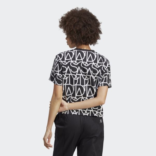 T-shirt Boyfriend Graphique Adidas Sur L'ensemble Noir Chaud